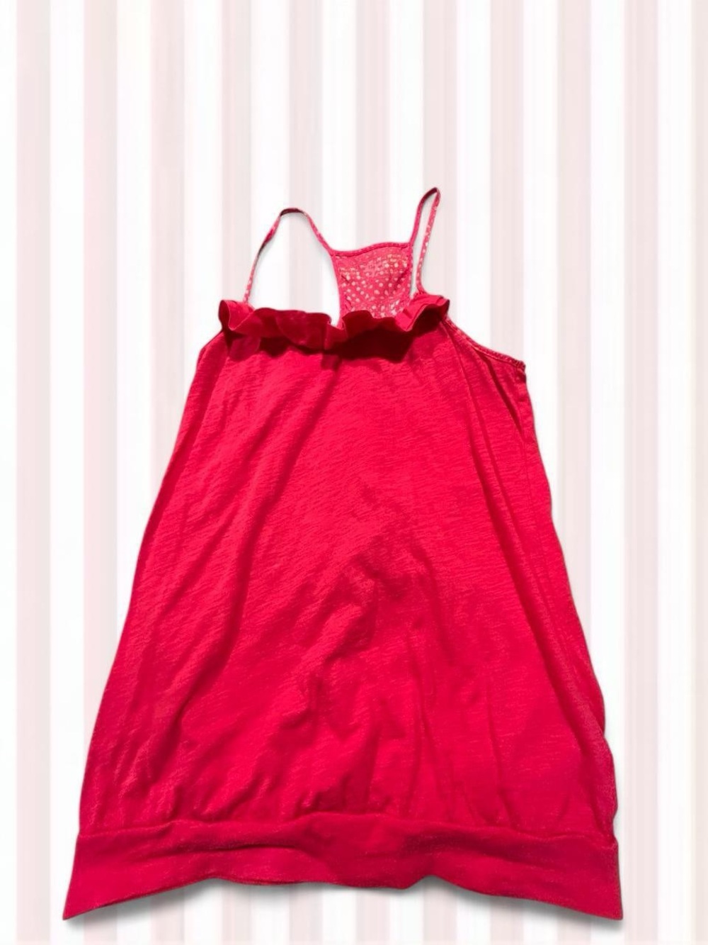 Girls' Hot Pink Ruffle Trim Tank Top